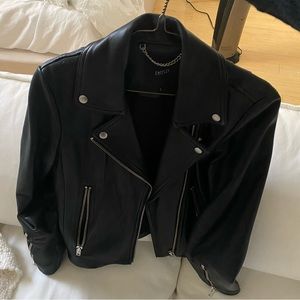 DSTLD women’s leather biker jacket